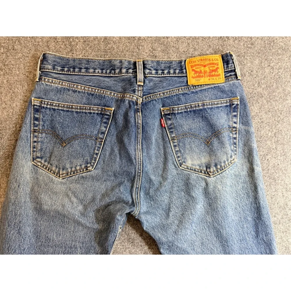 Levis 505 Jeans Mens 34x29‎ Regular Fit Straight Leg Blue Denim Pants